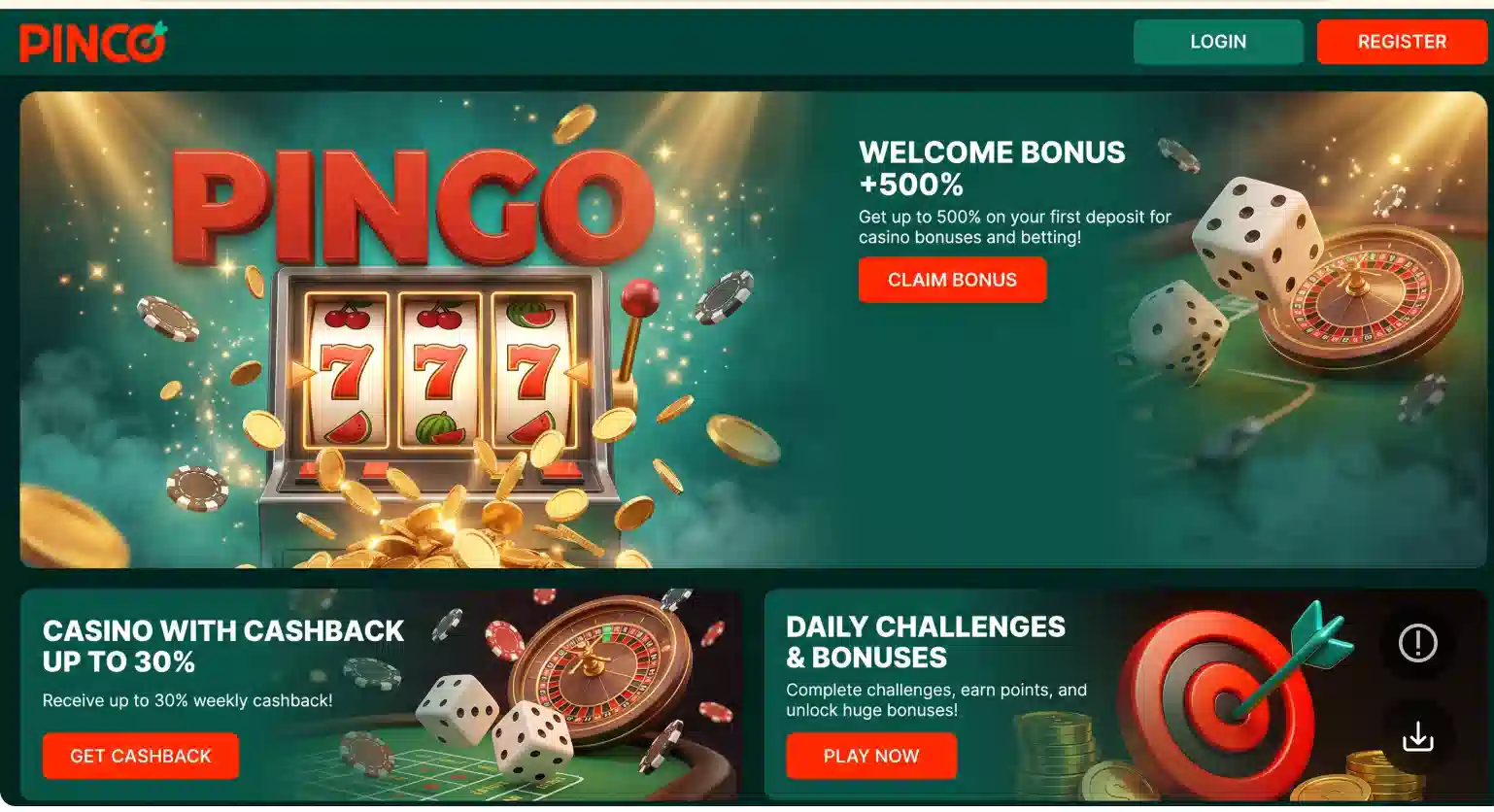 Pinco Casino oyun kataloqu